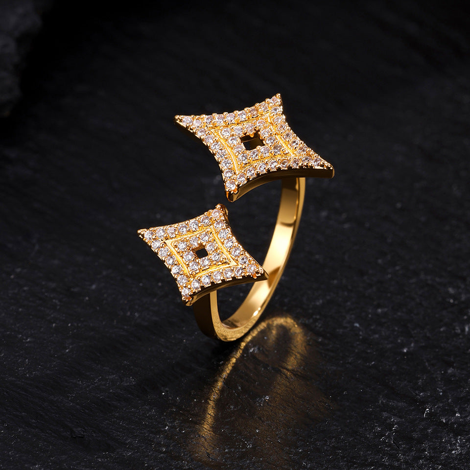RAKOL Four-pointed star copper zircon bracelet light luxury luxury shines with a sense of luxury and sparkle ornaments with openwork full of diamonds Starburst star set