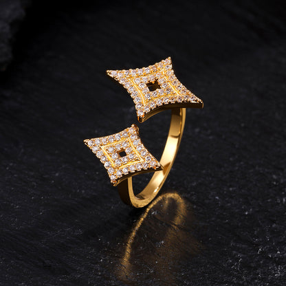 RAKOL Four-pointed star copper zircon bracelet light luxury luxury shines with a sense of luxury and sparkle ornaments with openwork full of diamonds Starburst star set