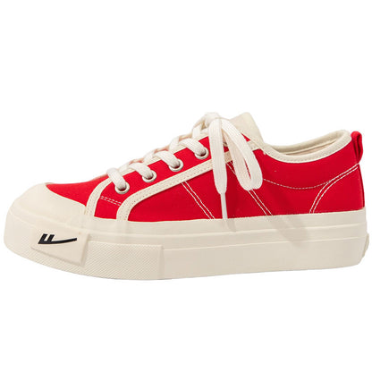 Pullback low-top solid color canvas shoes, Korean version student unisex couple shoes, fashionable, breathable, comfortable, and versatile platform shoes