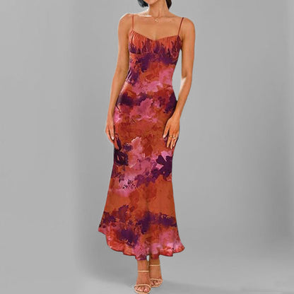 Vestido com suspensórios e elegante estampado para a anca, coleção primavera 2026 da Amazon, novo modelo europeu e americano (código 661).