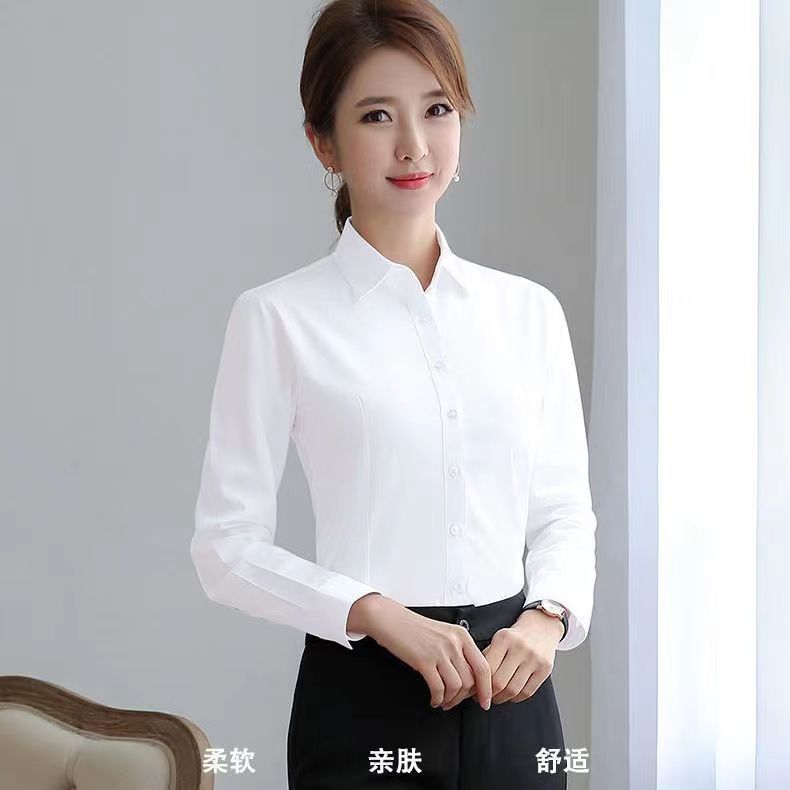 Spring and summer launch, white long-sleeved overalls, shirts, women's inner and outer wear, professional suits, wholesale slim commuter style