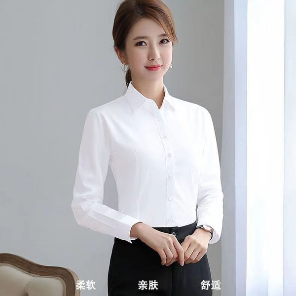 Spring and summer launch, white long-sleeved overalls, shirts, women's inner and outer wear, professional suits, wholesale slim commuter style
