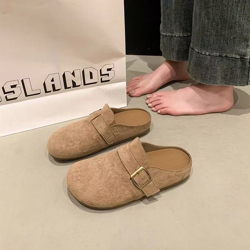 2025 New Vintage Birkenstock Toe Slippers Women's Spring and Autumn Fashion Platform Sukes Nubucks Boken Shoes Half Slippers Wholesale