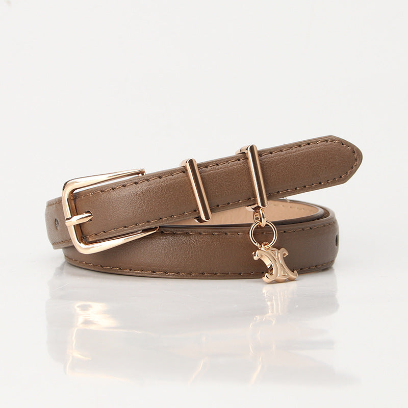 New Light Luxury Pendant Double C Women's Belt Embellished Jeans Trouser Belt Summer Versatile Alloy Buckle Belt