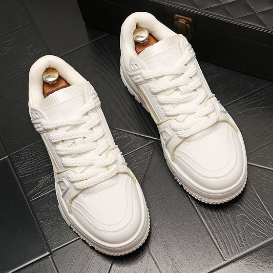 Versáteis sapatos brancos de strass malha baixa sapatos papai casual verão respirável tendência versátil plataforma sola aumento de altura para homens