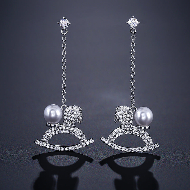 New women's earrings, diamond-studded lupine teardrop-shaped tassel earrings, Baroque court style, multicolor versatile earrings