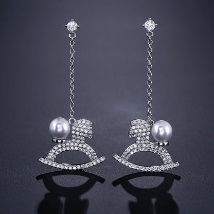 New women's earrings, diamond-studded lupine teardrop-shaped tassel earrings, Baroque court style, multicolor versatile earrings