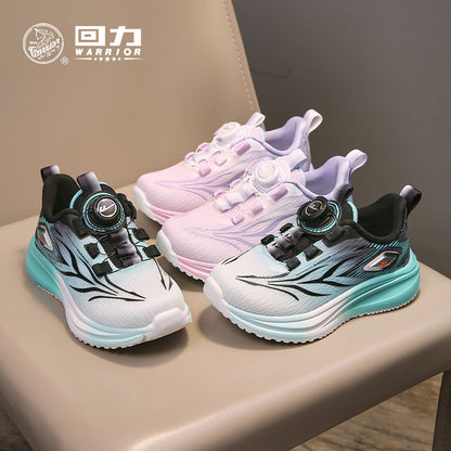 Pullback children's shoes, cool button shoes, autumn new men's and women's purple mesh breathable shoes, versatile athleisure shoes