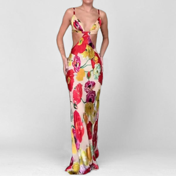 2026 spring new cross-border European and beautiful clothing floral fashion sexy slim fit hip hugging slip dress dress