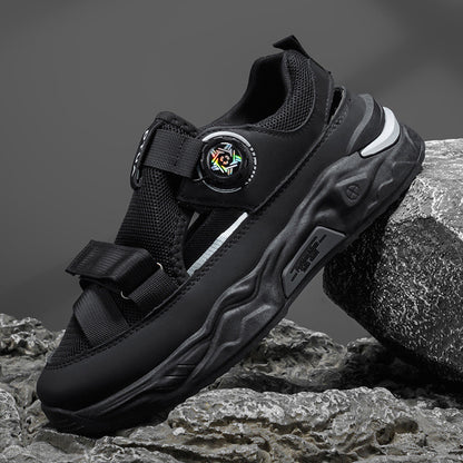 Men's Light Luxury Sandals, 2026 Summer High Appearance Breathable Clog Shoes, Trendy Men's Outerwear Sports Beach Spin Button Shoes