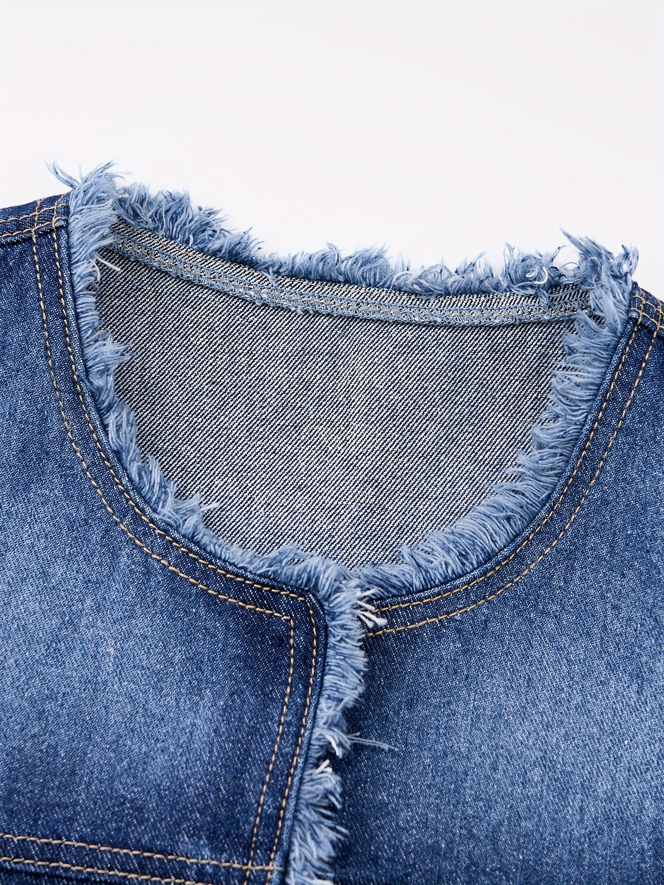Denim Vest Women's New Elegant Fringed Raw Edge Short Sleeveless Vest Jacket Women's Top