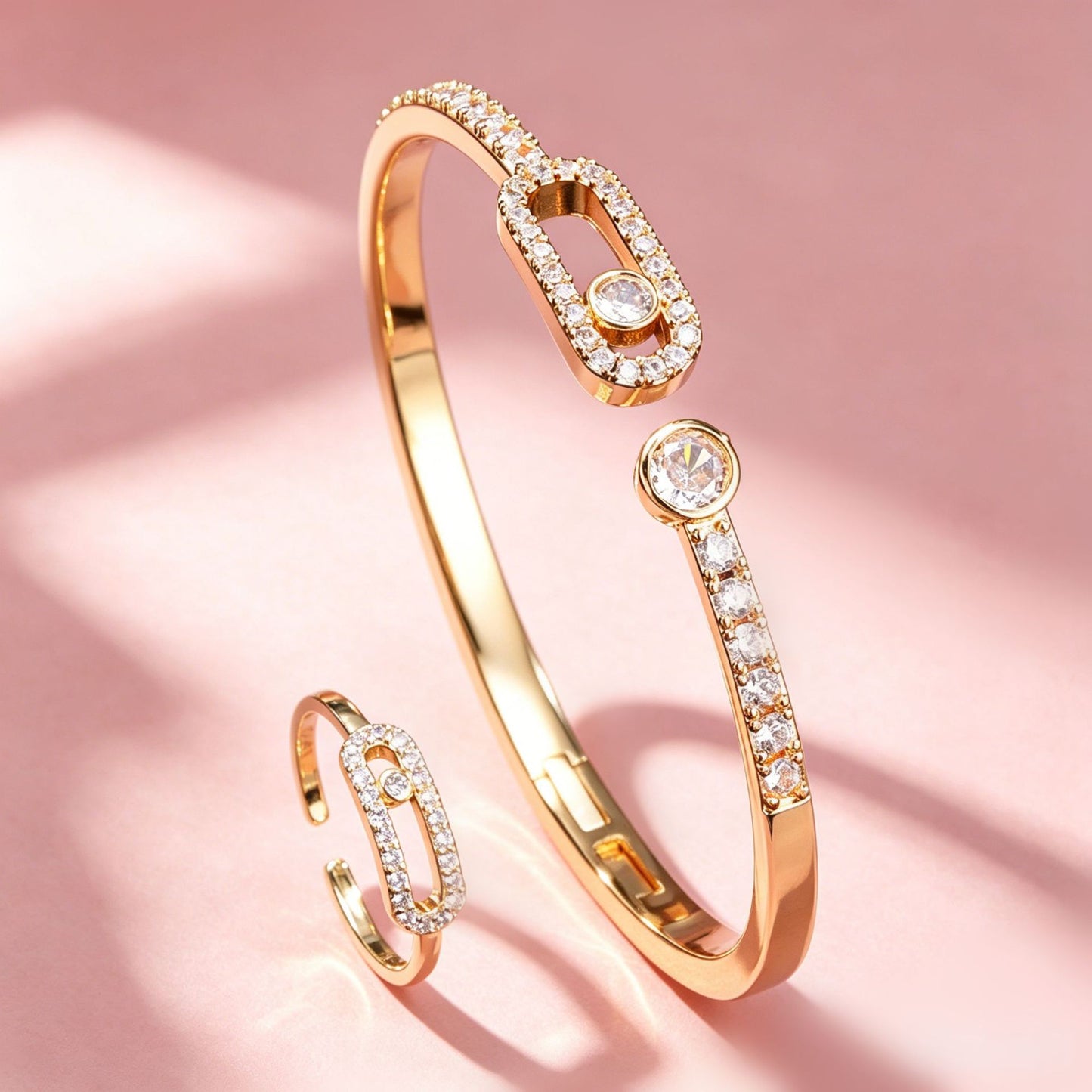 High-end Mei Family Single Diamond Ring for Women, 18K Rose Gold Premium Couple Ring Bracelet, Hot Seller on Douyin Livestream
