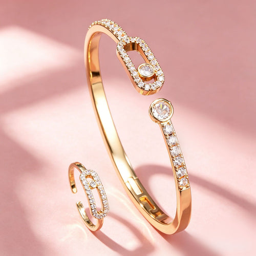 High-end Mei Family Single Diamond Ring for Women, 18K Rose Gold Premium Couple Ring Bracelet, Hot Seller on Douyin Livestream