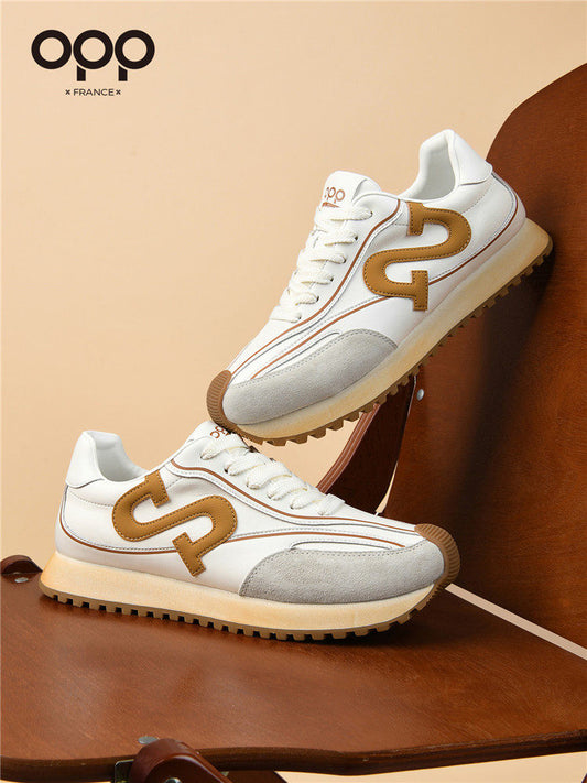 OPP Men's Shoes Spring 2026 New Retro Versatile Casual Shoes Men's Outdoor Sports Running Leather Forrest Gump Shoes