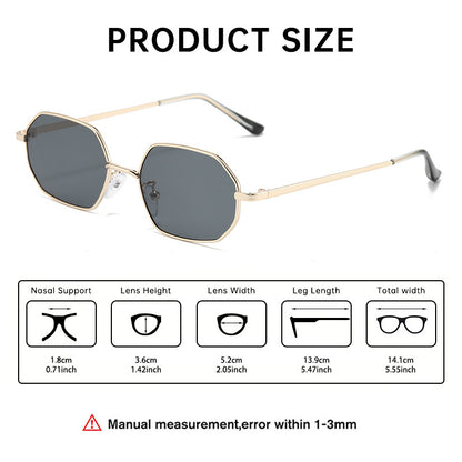 Polygonal metal small frame sunglasses for men and women high-end retro beach outing street sunglasses UV protection