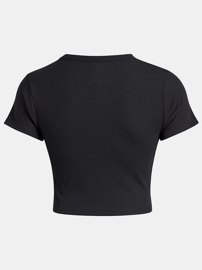 Under Armour Short Sleeve Women's Summer Rival Rib Quick Drying Casual Ribbing Training Sports T-Shirt 6000264-001