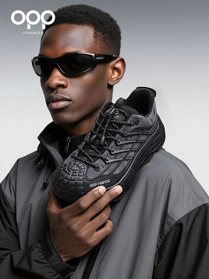 Ténis OPP para homem, modelo primavera, nicho, sofisticado, leve, luxuoso, casual, com sola de pneu, estilo rústico, bonito, samurai preto, para pais modernos.