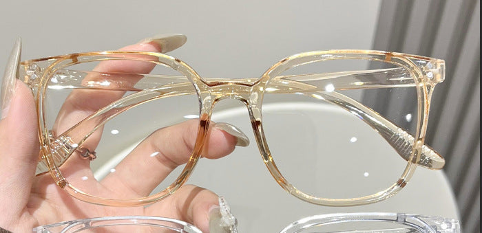 Mi Ding square frame glasses for women, cross-border bare face black frame blue light blocking glasses, student fashion versatile decorative frames