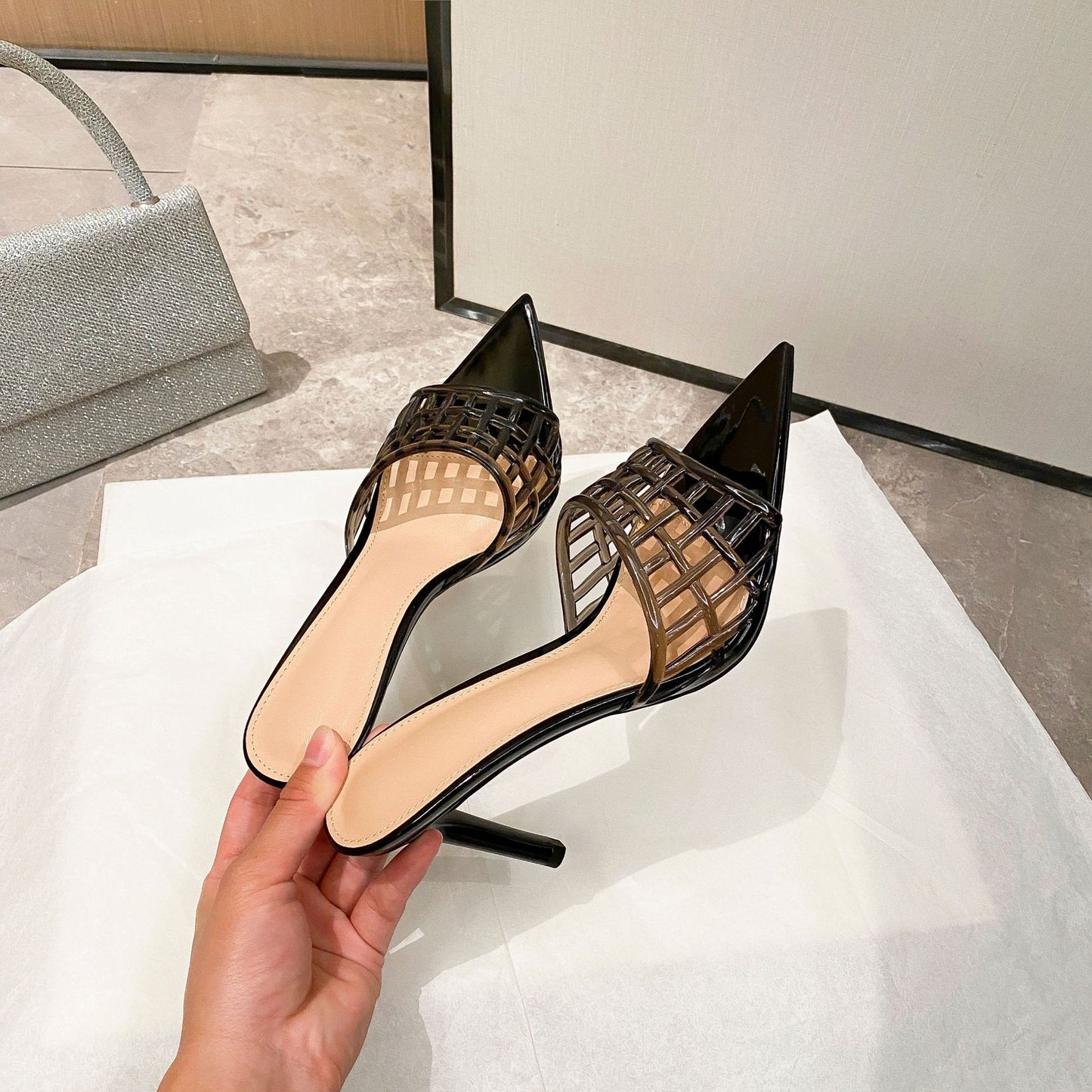 YX Transparent High Heels Women's Summer 2026 New Pointed Toe Stiletto Heel Sandals Versatile Slimming Niche Design Fashion Women's Shoes