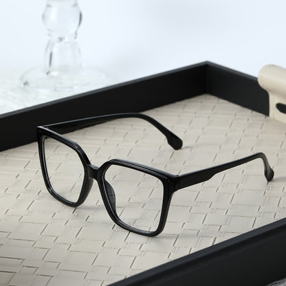 Large frame retro flat mirror, female face, small glasses, full frame, irregular lens, transparent frame, male tide anti-blue light