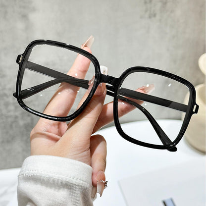 Fashion large frame face small glasses frame women's 2025 new plain makeup retro flat gloss large square frame Internet celebrity glasses frame