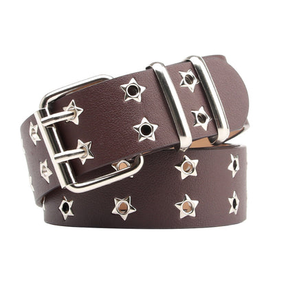 New Star Double Exhaust Eyelet Belt Women's Fashion Versatile Casual Punk Style Jeans Decorative Belt In Stock