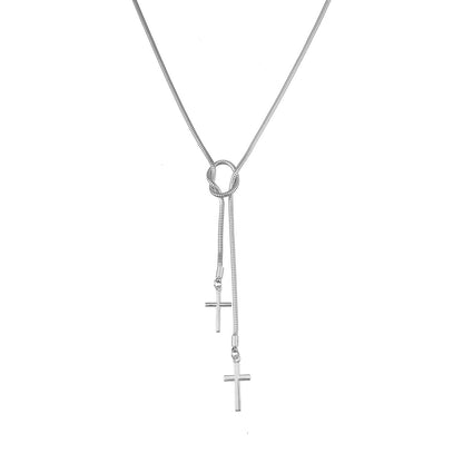 European and American cross-border jewelry Personality cross snake bone chain necklace Women's fashion is cool and can be knotted and worn necklaces