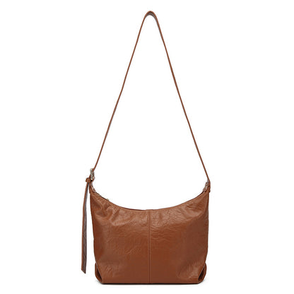 Bolsa de senhora 2025 nova tendência retro em pele macia, modelo dumpling, bolsa tote texturizada, bolsa de ombro a tiracolo.