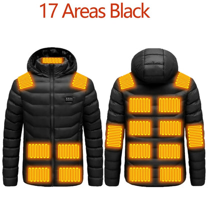 Men 9 Areas Heated Jacket USB Winter Outdoor Electric Heating Jackets Warm Sprots Thermal Coat Clothing Heatable Cotton jacket Shopylife