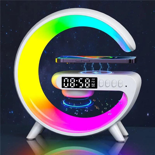 Wireless Charger Pad Stand Speaker TF Card RGB Night Light Lamp Alarm Clock Fast Charging Station Dock for iPhone Samsung Xiaomi - Shopylife