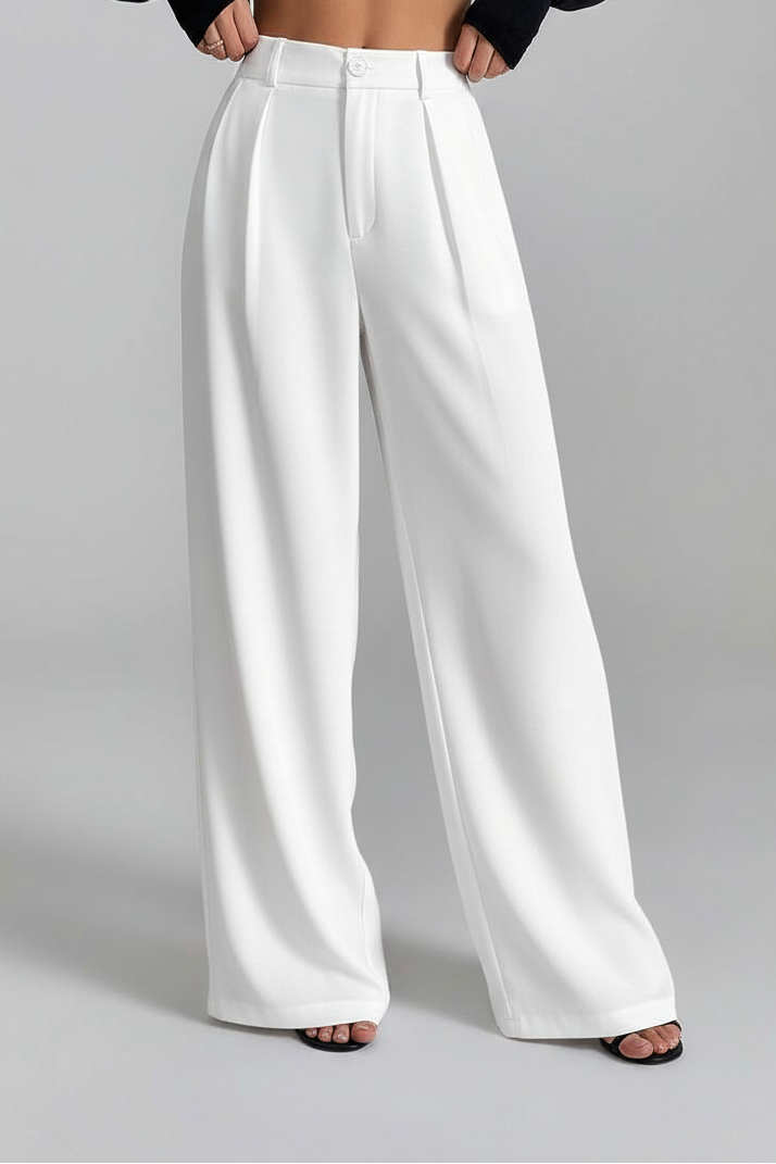 Calças brancas wide-leg - destaque