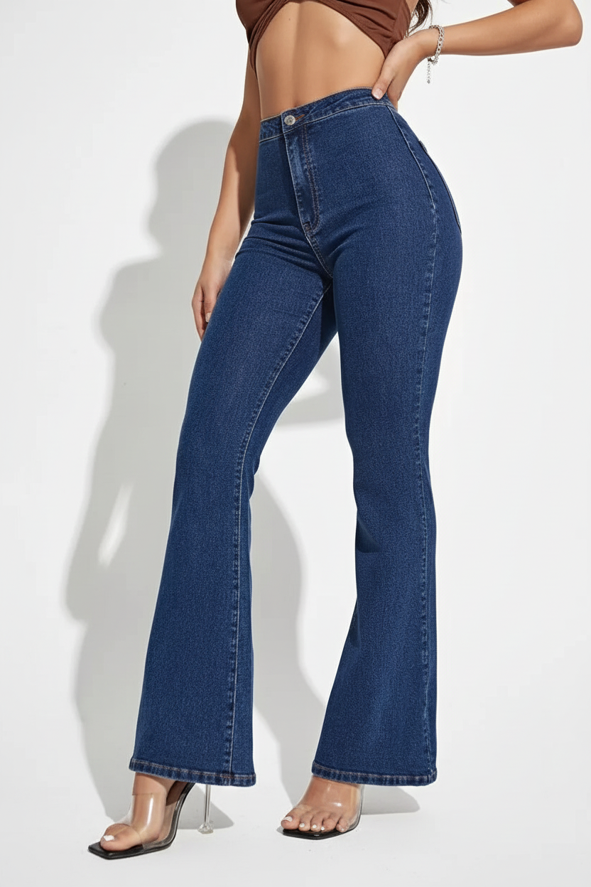 Calças jeans flare de cintura alta