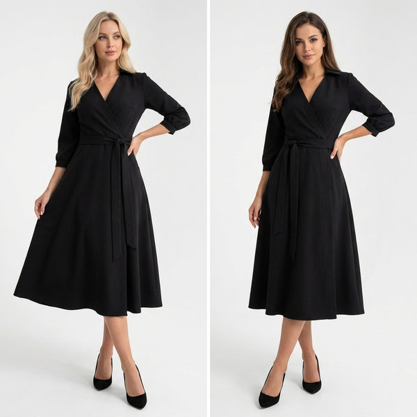 2025 Amazon AliExpress Europe and the United States Foreign Trade Women's Fashion Print Long Sleeve V-Neck Hip Commuter Dress 661