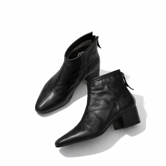 OPP Retro Square Toe Thick Heel Martin Boots Women's 2025 Fall/Winter New Women's Boots Genuine Leather High Heel Boots Women's Shoes | CIAURA