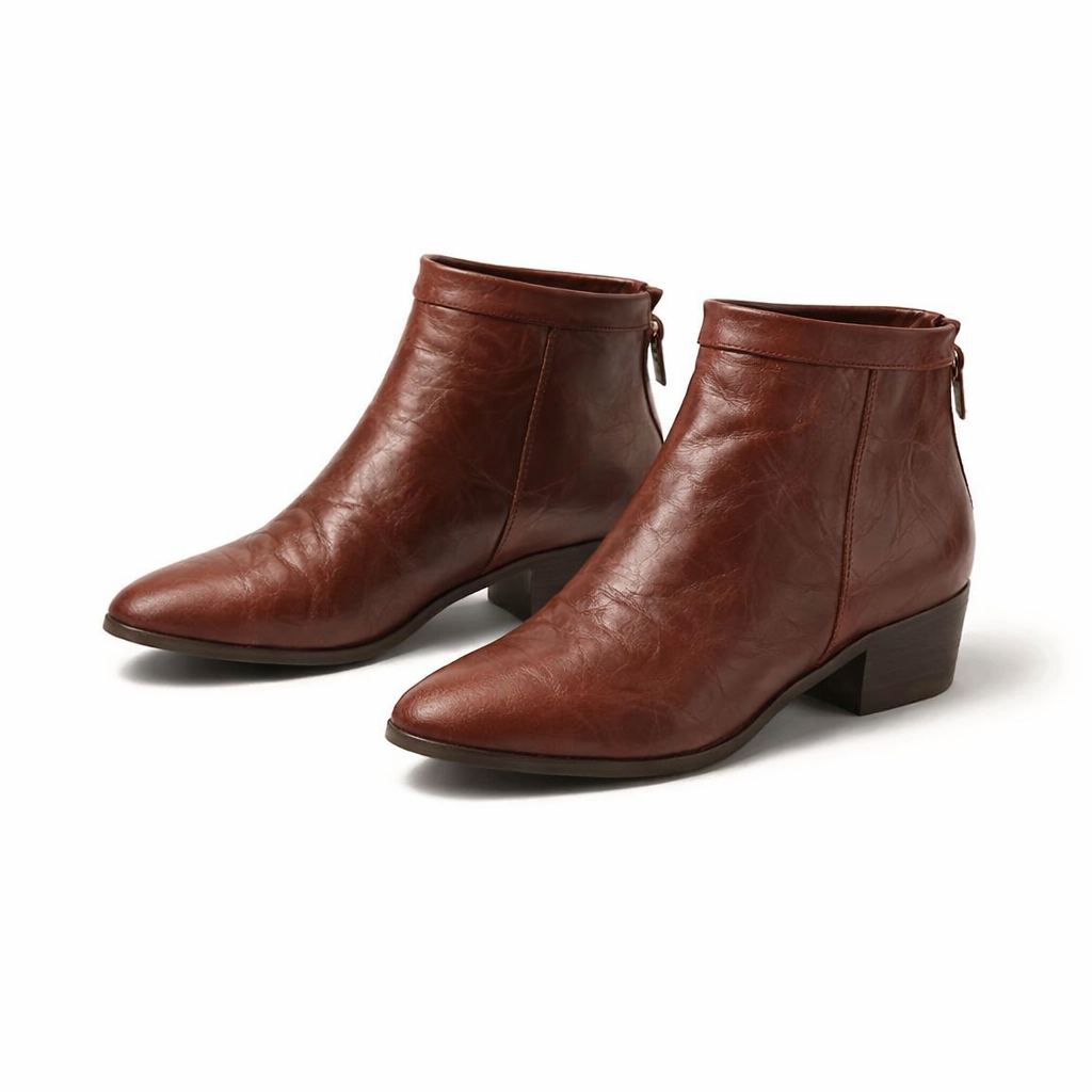 OPP Retro Square Toe Thick Heel Martin Boots Women's 2025 Fall/Winter New Women's Boots Genuine Leather High Heel Boots Women's Shoes | CIAURA