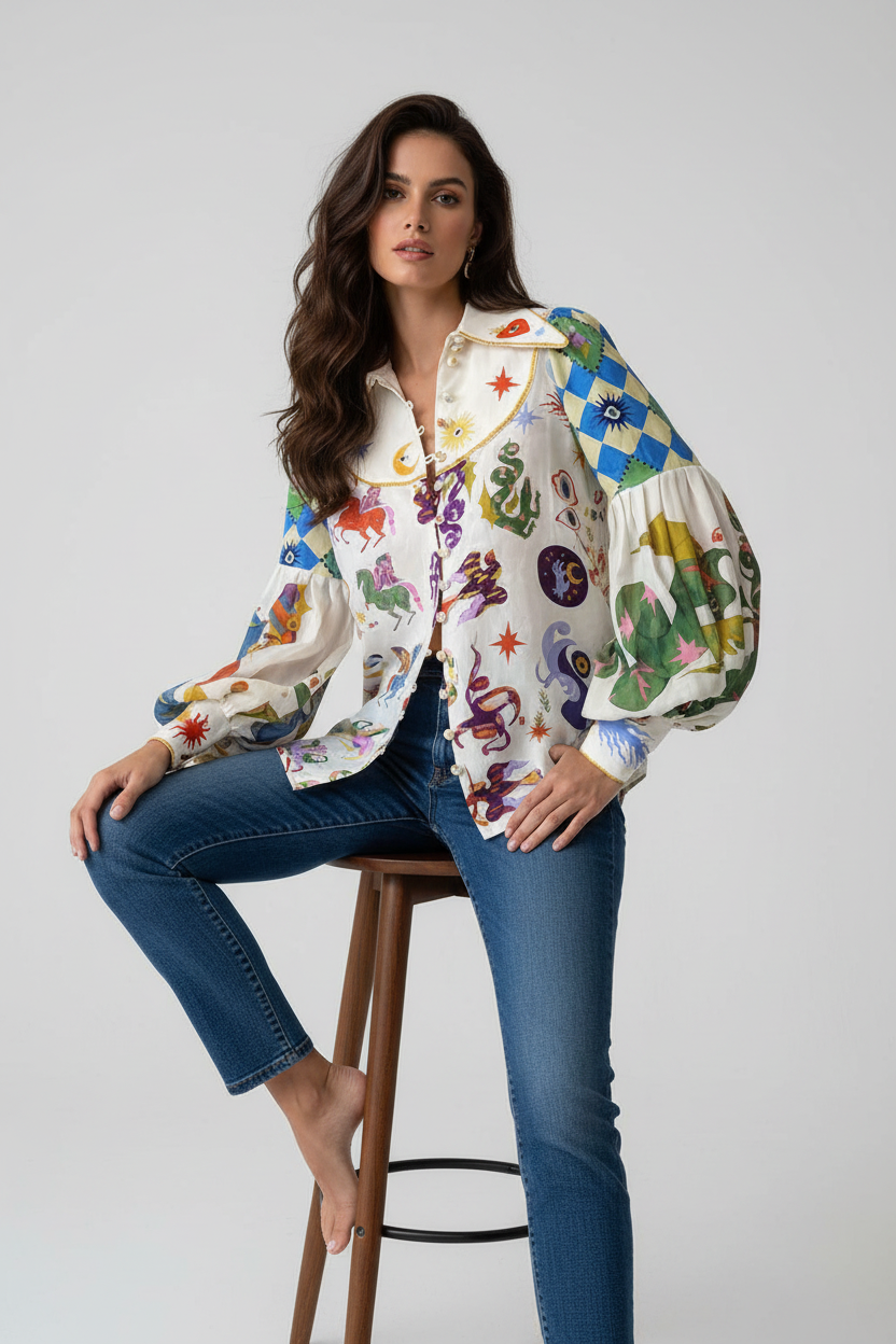 Modelo morena sentada