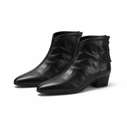 OPP Retro Square Toe Thick Heel Martin Boots Women's 2025 Fall/Winter New Women's Boots Genuine Leather High Heel Boots Women's Shoes | CIAURA